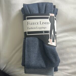 Fleece Lined Fashion Leggings - Blue